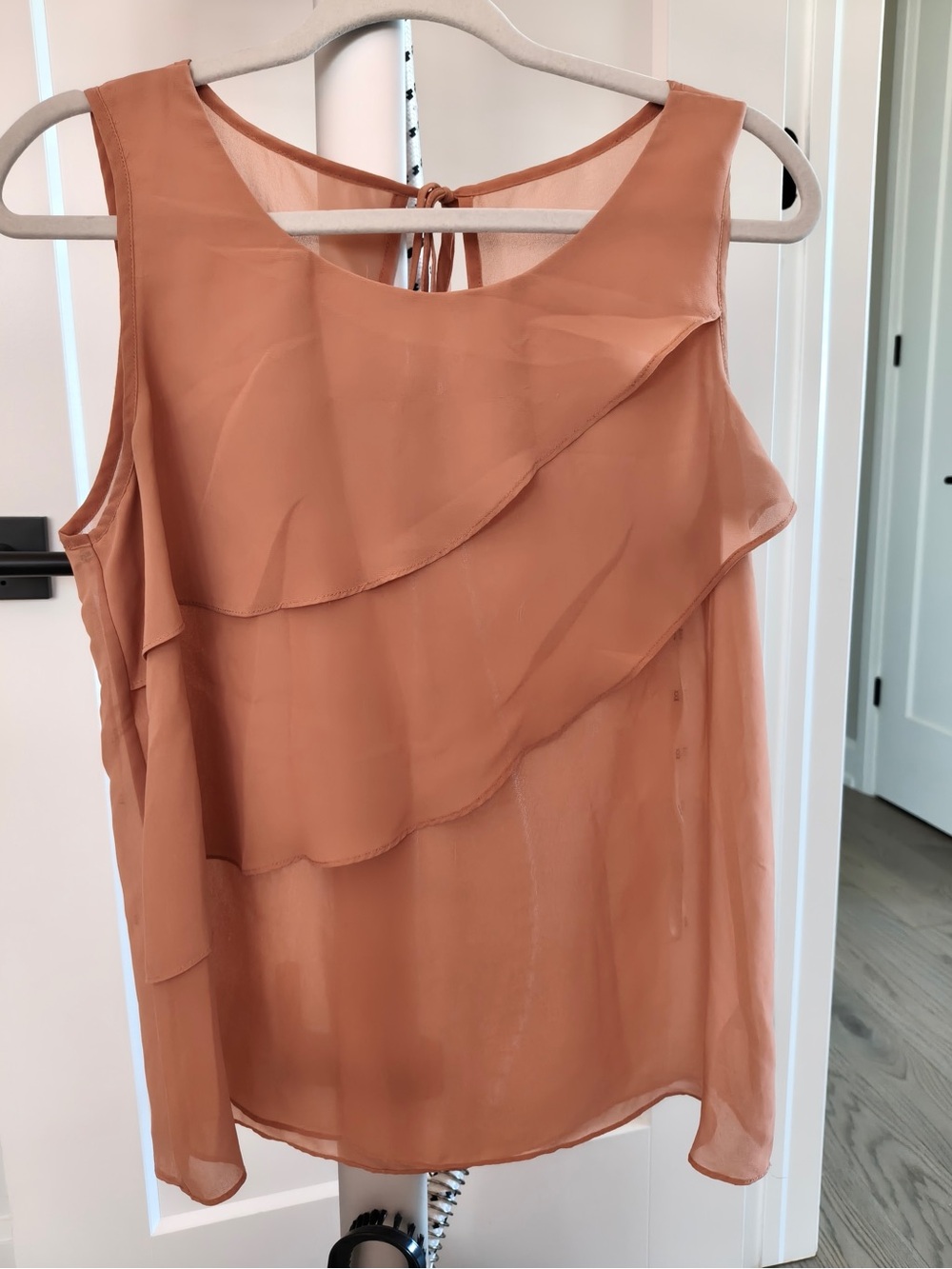 Womens Layered Ruffle Sleeveless Top - Rust